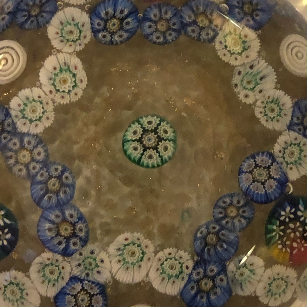Millefiori Paperweight Vintage Blue White Green Red Floral Star Pattern GORGEOUS - Picture 10 of 12